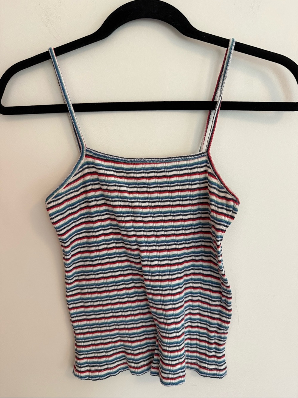 Brandy Melville Red, Blue & White Striped Ribbed Cami